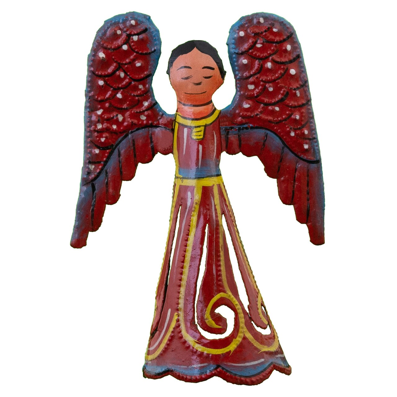 Edge collection - 3.75" x 6" - Red - Handcrafted Red Angel Garden Ornament - 1 Piece